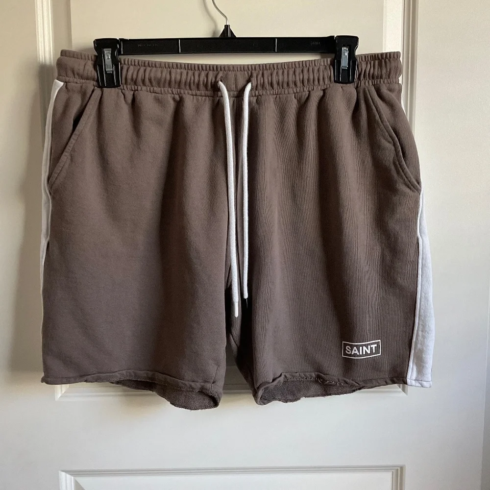 Saint Morta Men’s Cotton Sweatshorts - Brown/White - Size 3X - Picture 1 of 9